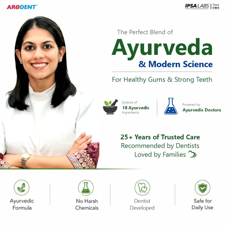 Arodent Ayurvedic Herbal Toothpaste for Gum & Dental Care - 50g - in use
