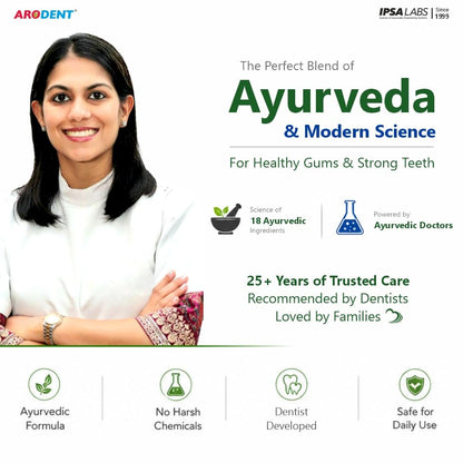 Arodent Ayurvedic Herbal Toothpaste for Gum & Dental Care - 50g - in use