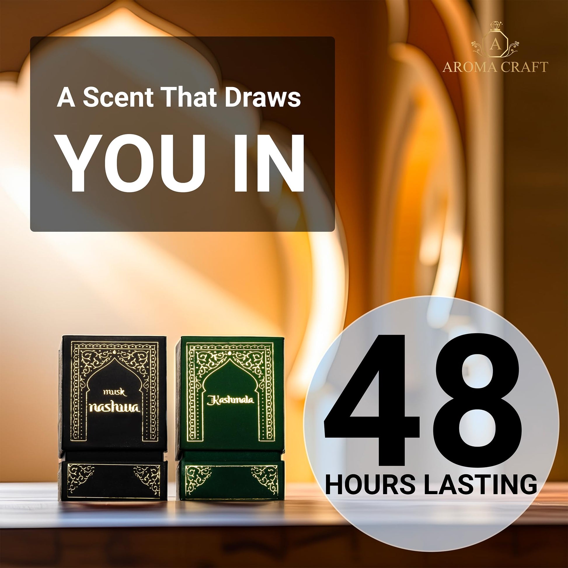 Aroma Craft Musk Nashwa & Kashmala Attar Combo Pack Luxurious Alcohol-Free Perfume Oil for Men & Women Enchanting Blend of Ro