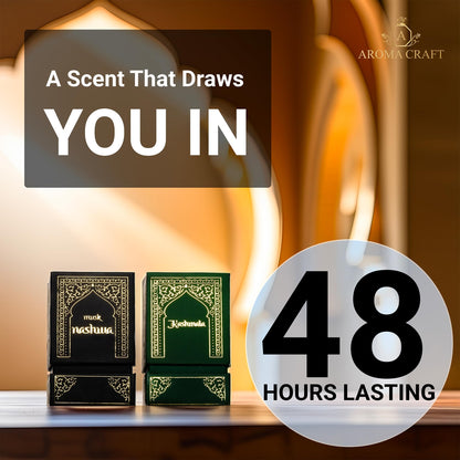 Aroma Craft Musk Nashwa & Kashmala Attar Combo Pack Luxurious Alcohol-Free Perfume Oil for Men & Women Enchanting Blend of Ro