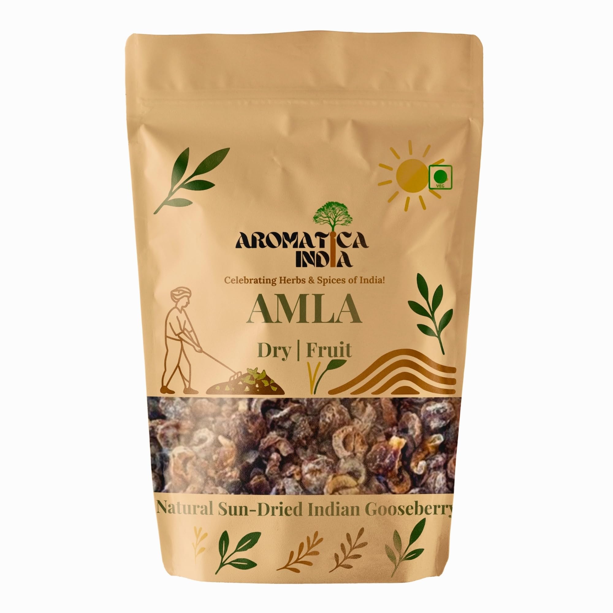 Aromatica India Dried Amla Indian Gooseberry, 1kg, Whole Pieces for Eating and Hair Care