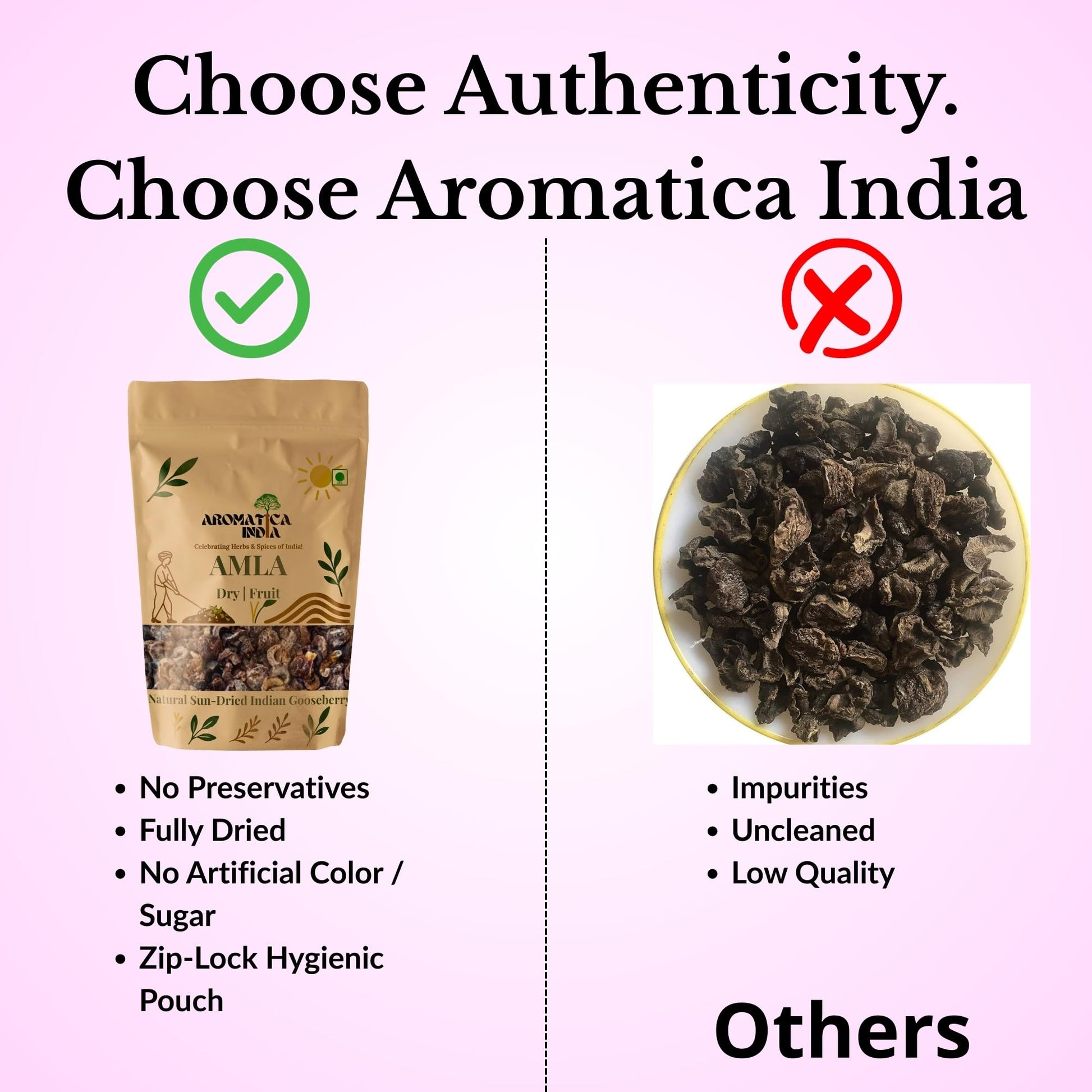 Aromatica India Dried Amla Indian Gooseberry, 1kg, Whole Pieces for Eating and Hair Care - ingredients panel