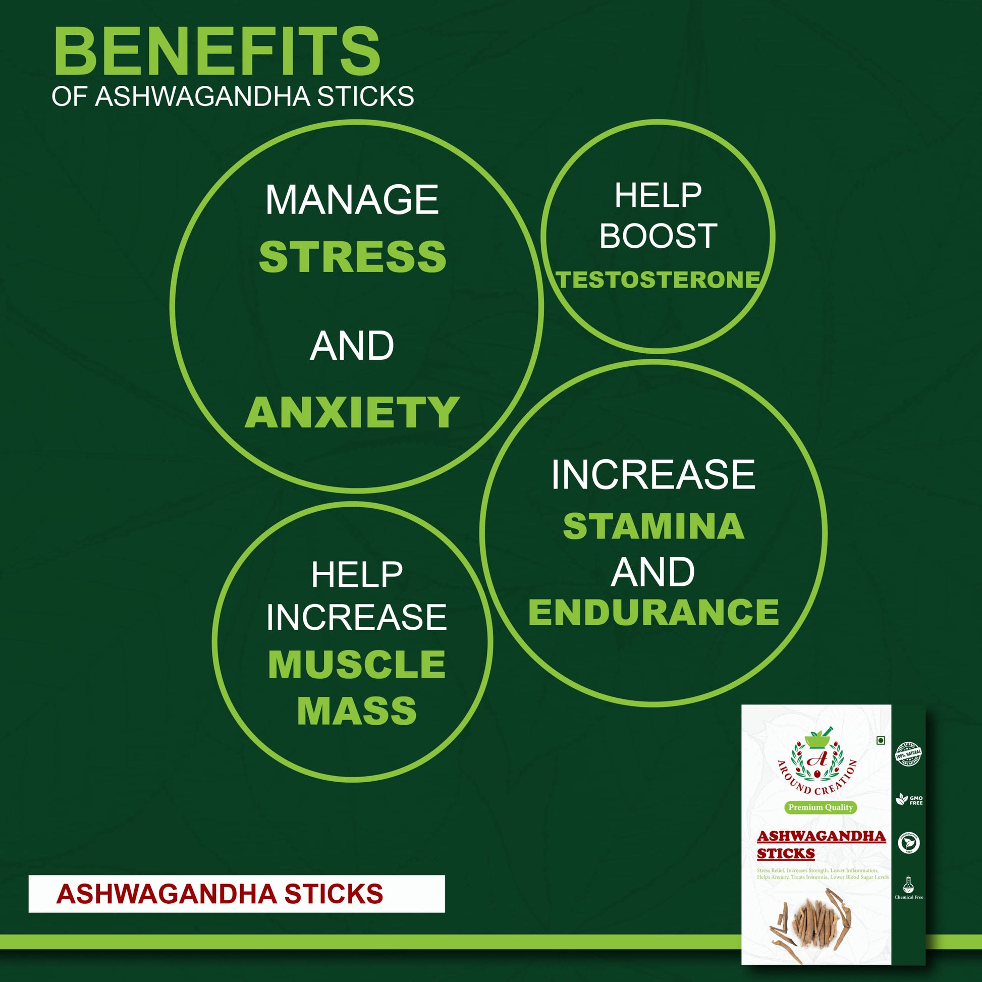 Around Ashwagandha Incense Sticks, 750g, Traditional Home Fragrance - back view