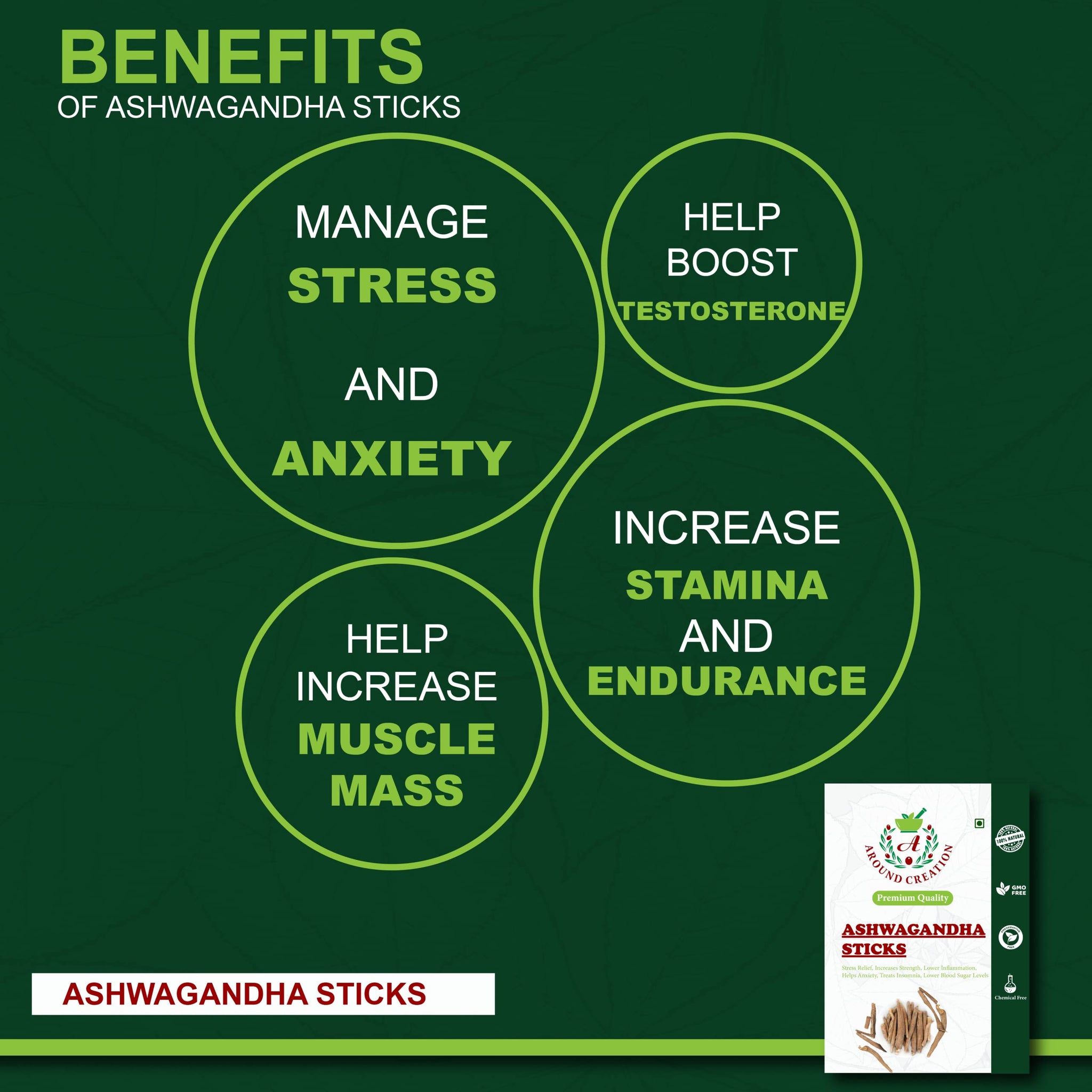 Around Ashwagandha Incense Sticks, 750g, Traditional Home Fragrance - back view