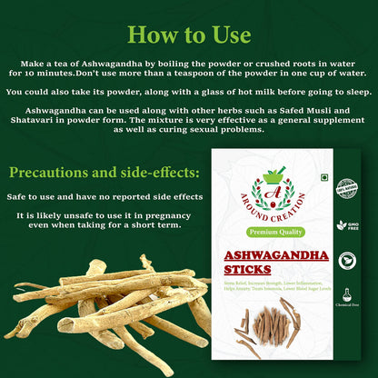 Around Creation Ashwagandha Herbal Incense Powder, 100g - back view