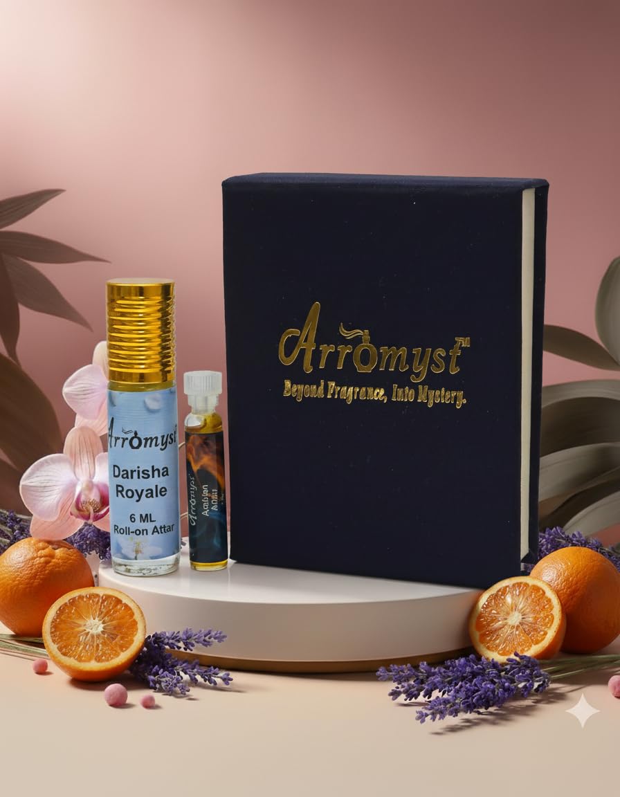 Arromyst Kannauj Attar Roll-On Gift Set, Darisha Royale 6ml & Arabian Affair 2ml, Non-Alcoholic Unisex Ittar