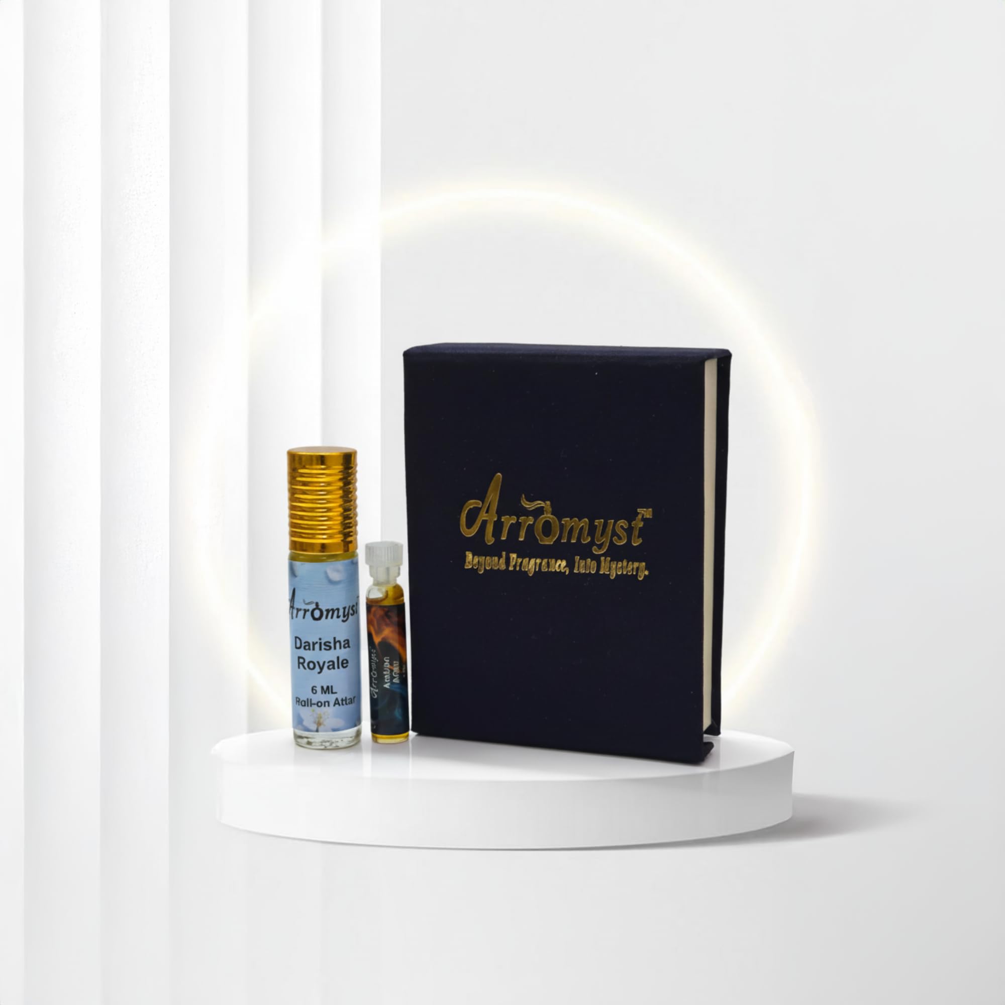 Arromyst Kannauj Attar Roll-On Gift Set, Darisha Royale 6ml & Arabian Affair 2ml, Non-Alcoholic Unisex Ittar - front view