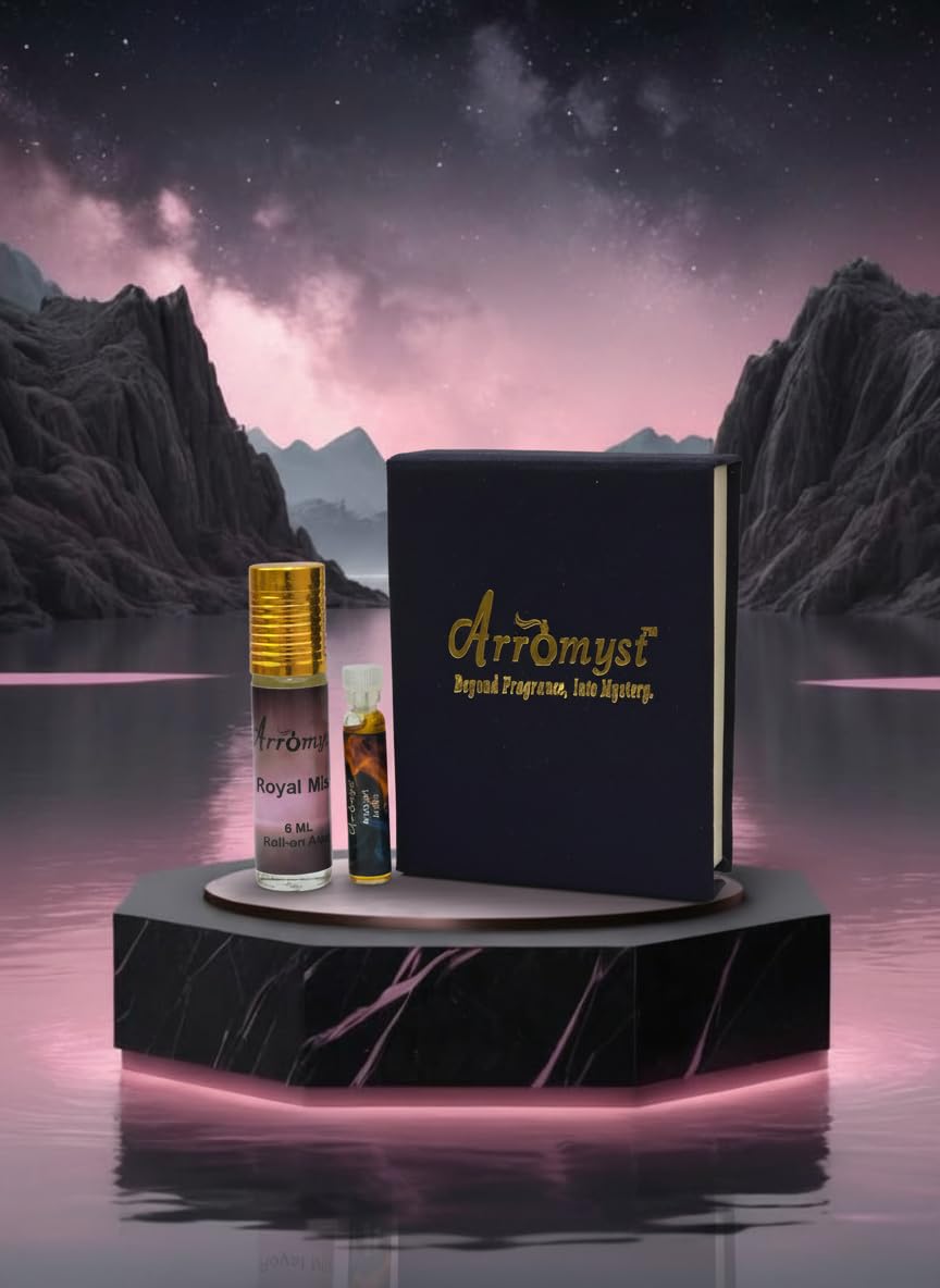 Arromyst Kannauj Attar Roll-On Gift Set, Non-Alcoholic, Royal Mist 6ml + Arabian Affair 2ml, Unisex
