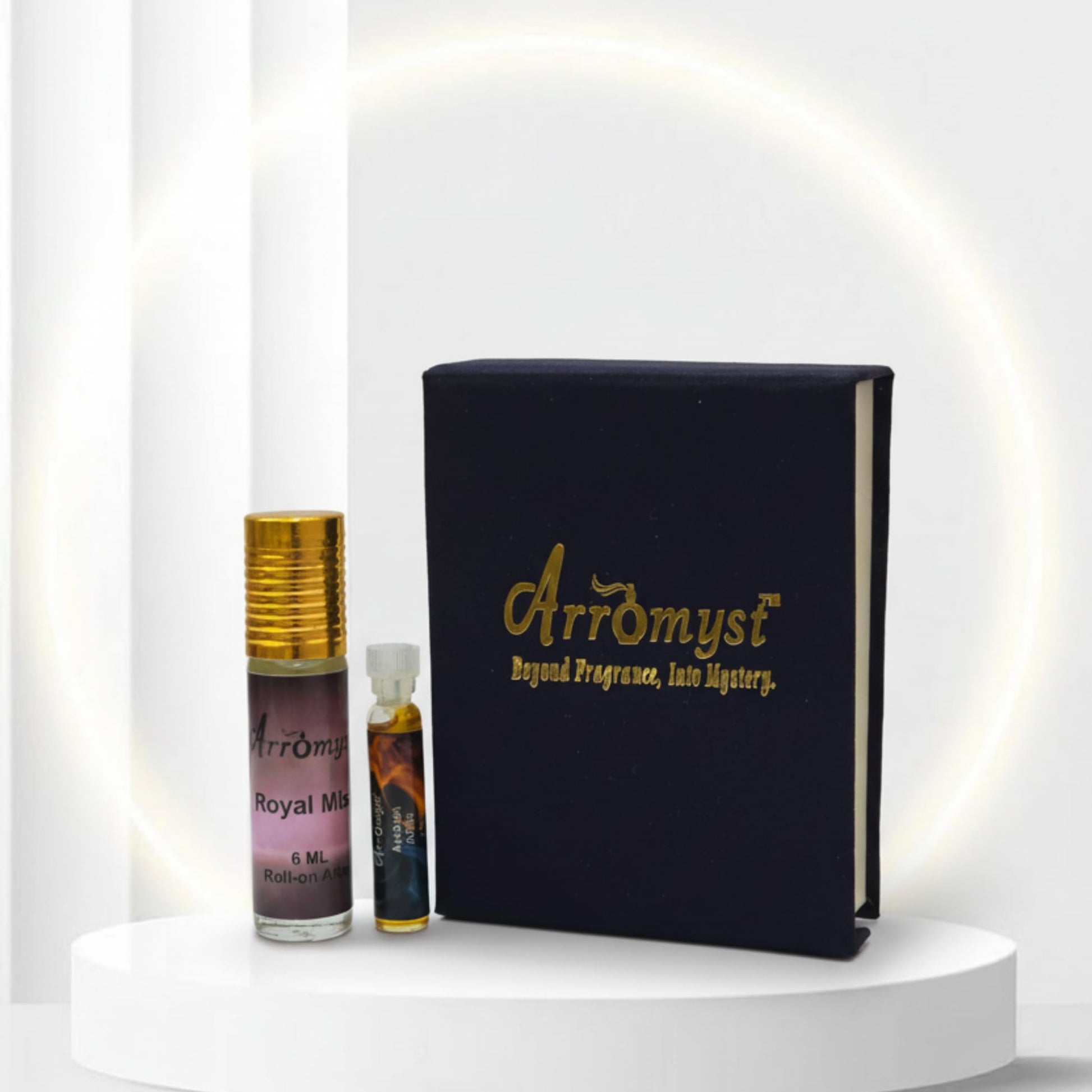 Arromyst Kannauj Attar Roll-On Gift Set, Non-Alcoholic, Royal Mist 6ml + Arabian Affair 2ml, Unisex - back view