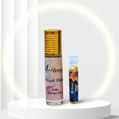 Arromyst Kannauj Attar Roll-On Set, Royal Oasis 6ml + Arabian Affair 2ml, Natural Non-Alcoholic Ittar, Unisex Gift Box - back