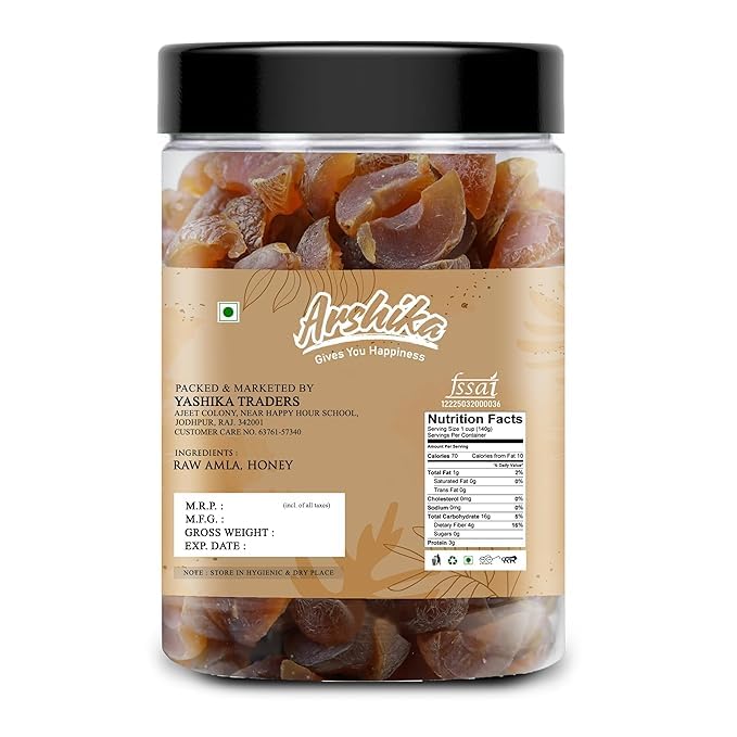 Arshika Dry Honey Amla Candy, Dried Indian Gooseberry Fruit Snack - back view