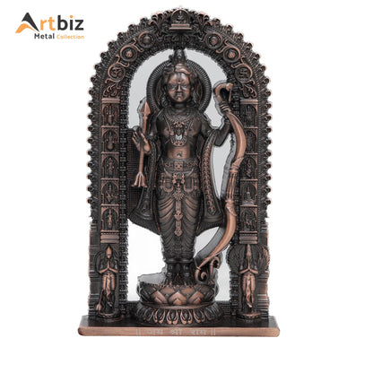 Artbiz Shree Ram Lalla Ayodhya Murti 4.5 Inch Metal Zinc Figurine for Home Temple Decor - front view (10)