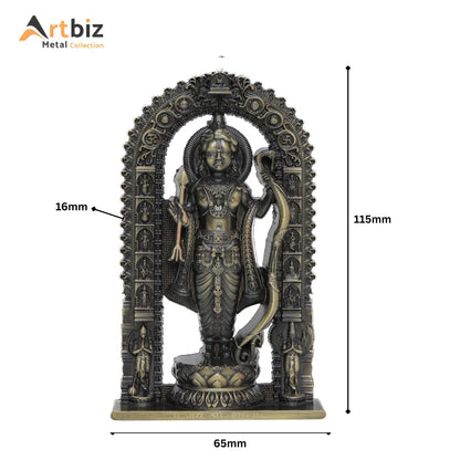 Artbiz Shree Ram Lalla Ayodhya Murti 4.5 Inch Metal Zinc Figurine for Home Temple Decor - label detail