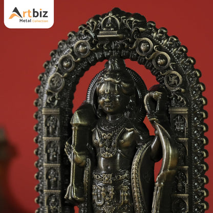 Artbiz Shree Ram Lalla Ayodhya Murti 4.5 Inch Metal Zinc Figurine for Home Temple Decor - close-up detail