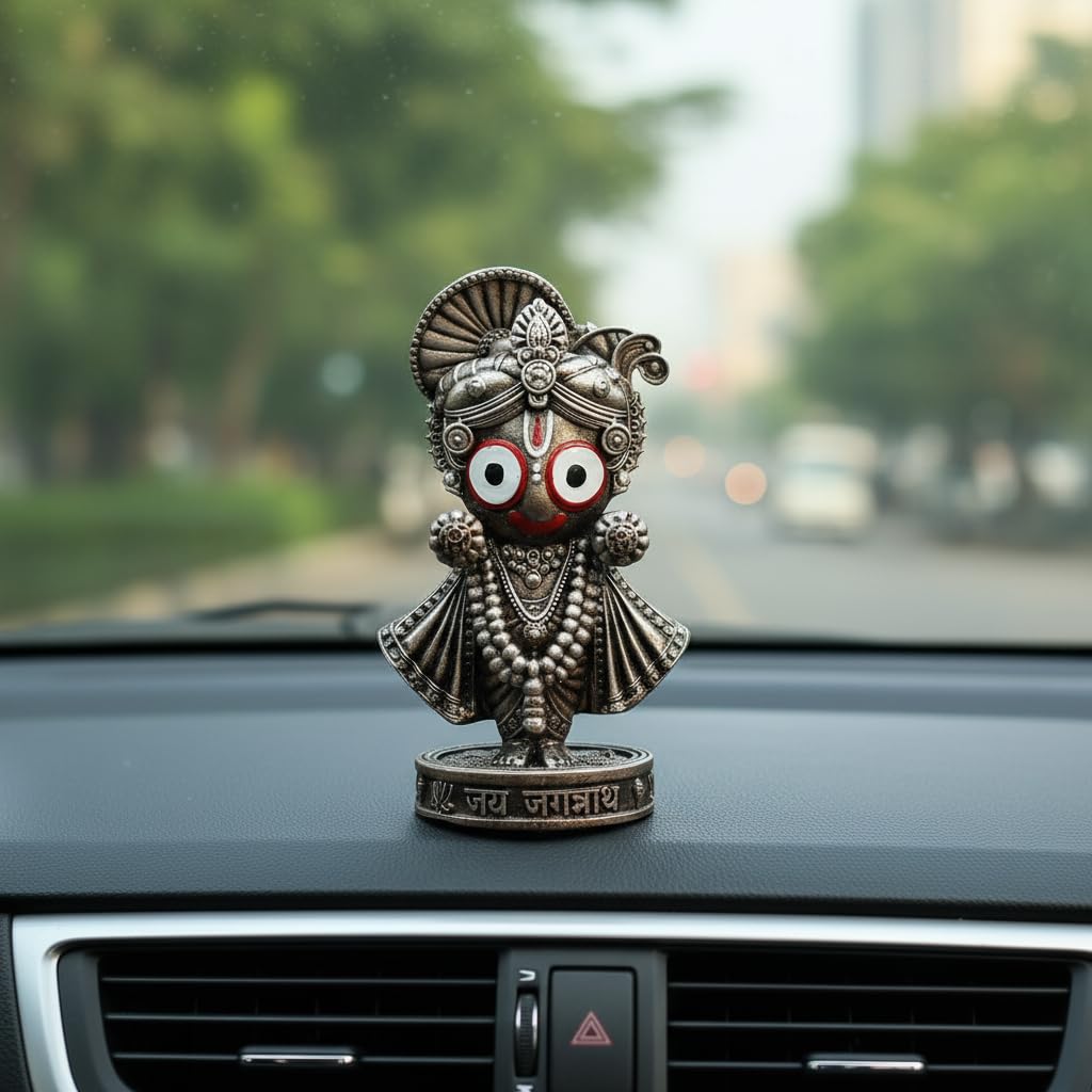 ARTFORT Lord Jagannath Idol 4 Inch Polyresin Figurine for Home Temple Decor - front view (11)