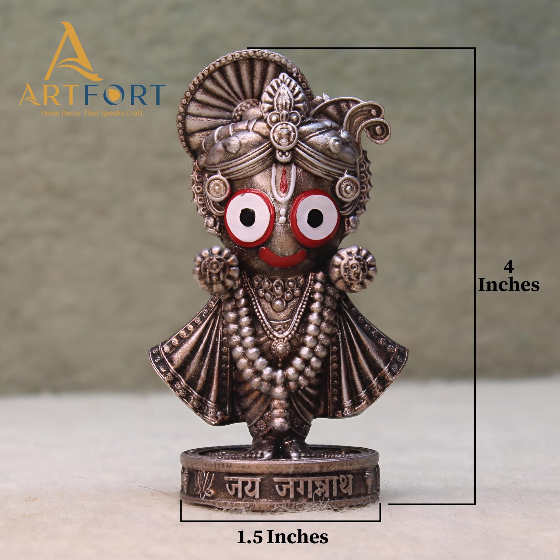 ARTFORT Lord Jagannath Idol 4 Inch Polyresin Figurine for Home Temple Decor - packaging (13)