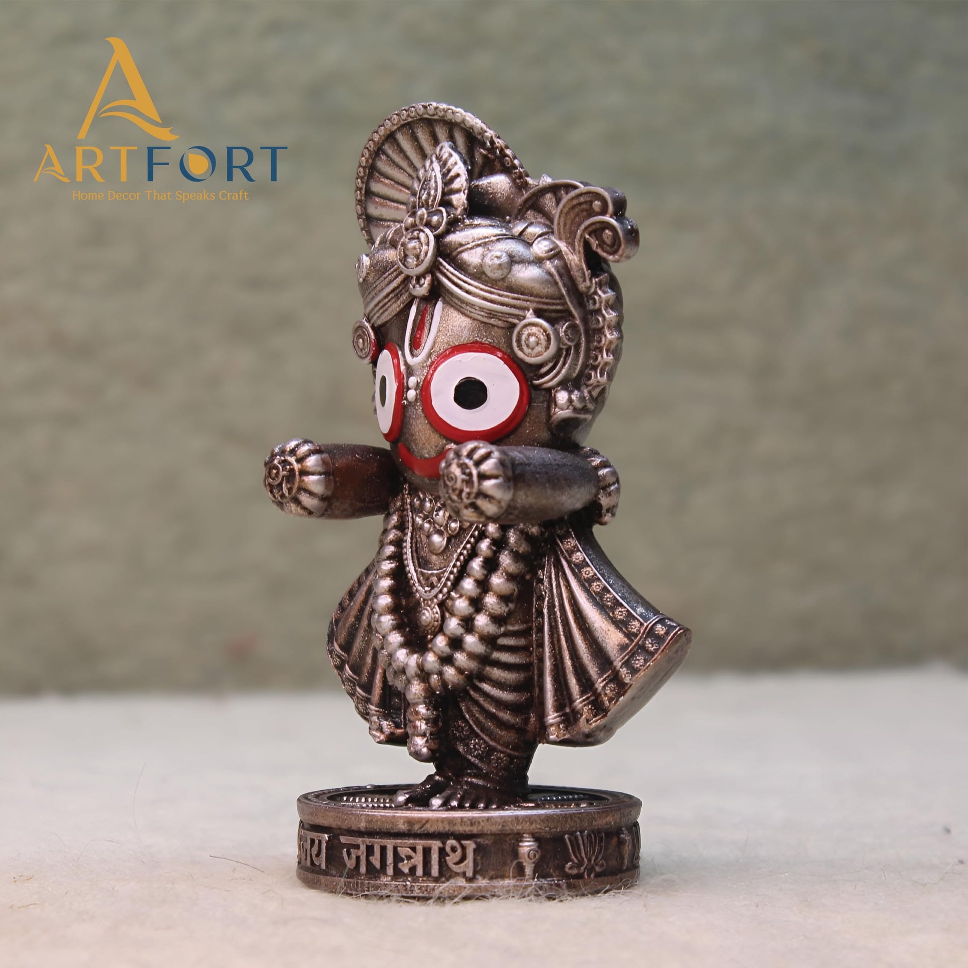 ARTFORT Lord Jagannath Idol 4 Inch Polyresin Figurine for Home Temple Decor - close-up detail (16)