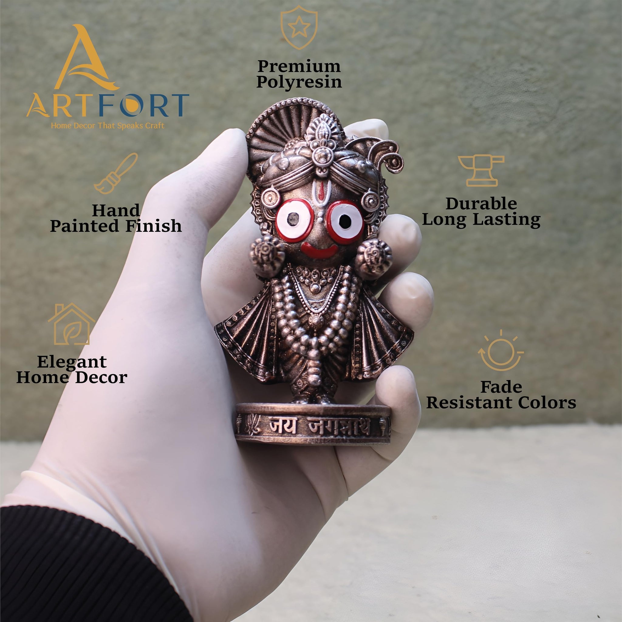 ARTFORT Lord Jagannath Idol 4 Inch Polyresin Figurine for Home Temple Decor - in use (17)