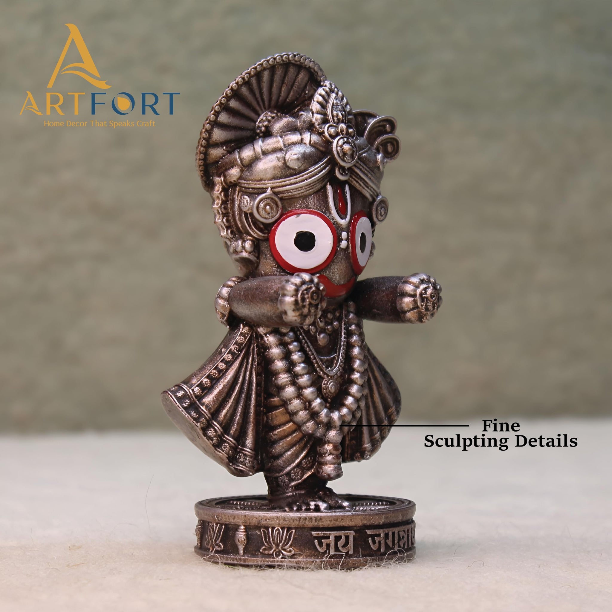ARTFORT Lord Jagannath Idol 4 Inch Polyresin Figurine for Home Temple Decor - size and scale (18)