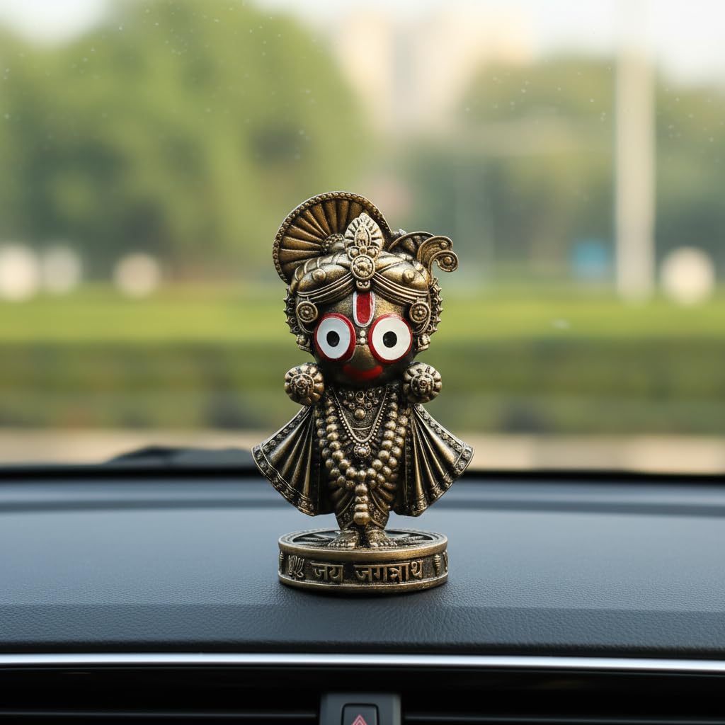 ARTFORT Lord Jagannath Idol 4 Inch Polyresin Figurine for Home Temple Decor - front view (20)