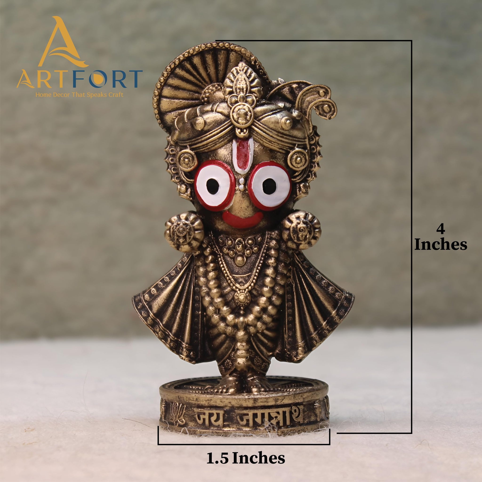 ARTFORT Lord Jagannath Idol 4 Inch Polyresin Figurine for Home Temple Decor - packaging (22)