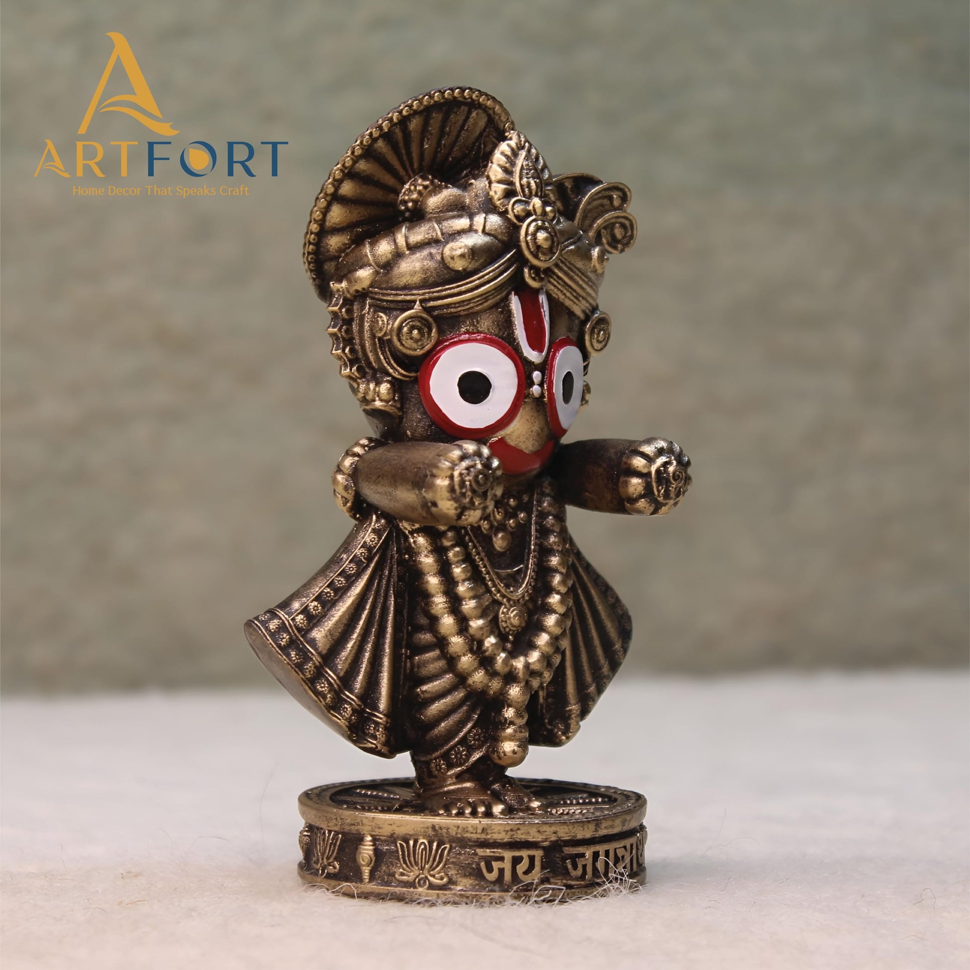 ARTFORT Lord Jagannath Idol 4 Inch Polyresin Figurine for Home Temple Decor - label detail (23)