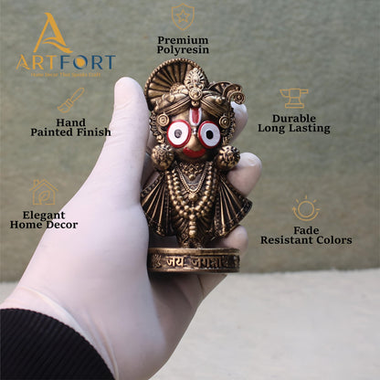 ARTFORT Lord Jagannath Idol 4 Inch Polyresin Figurine for Home Temple Decor - in use (26)
