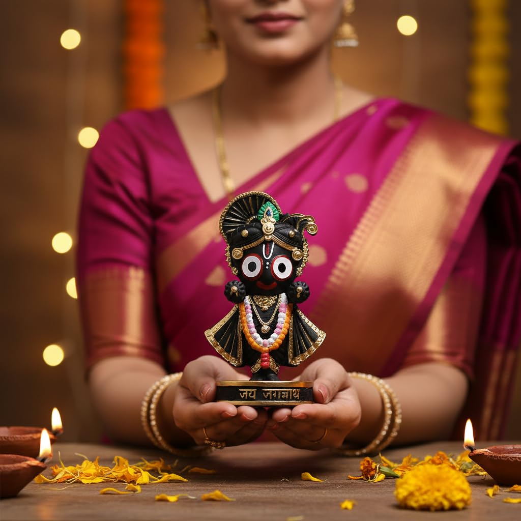 ARTFORT Lord Jagannath Idol 4 Inch Polyresin Figurine for Home Temple Decor - back view