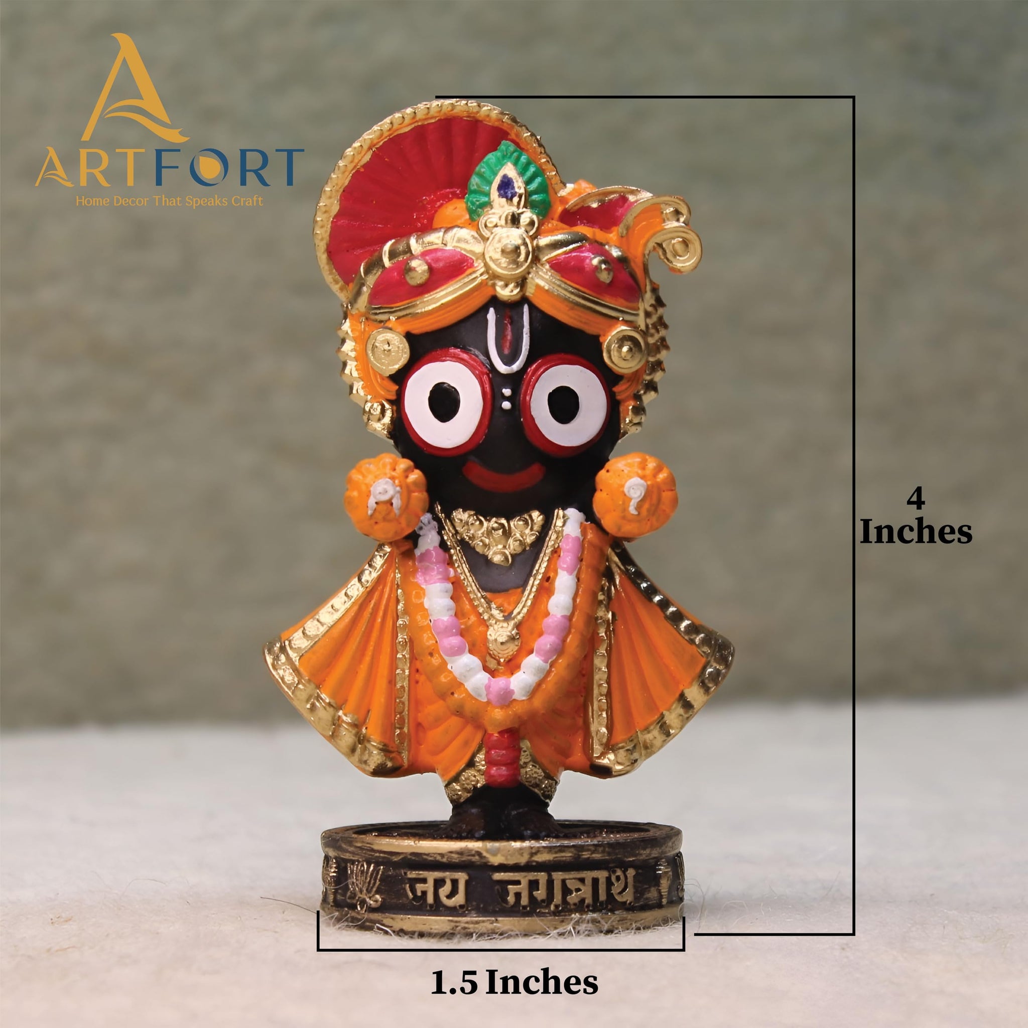 ARTFORT Lord Jagannath Idol 4 Inch Polyresin Figurine for Home Temple Decor - label detail (32)