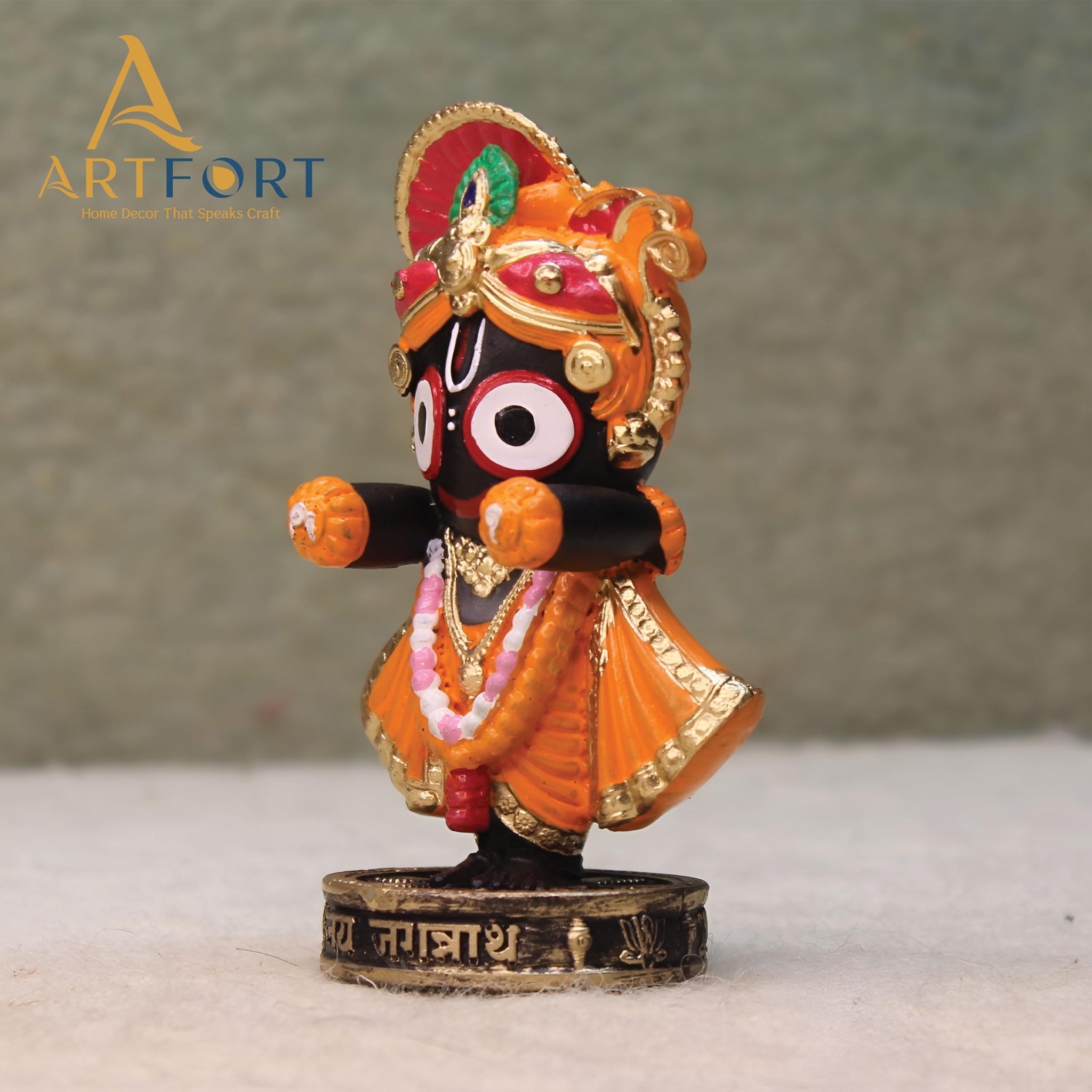 ARTFORT Lord Jagannath Idol 4 Inch Polyresin Figurine for Home Temple Decor - close-up detail (34)