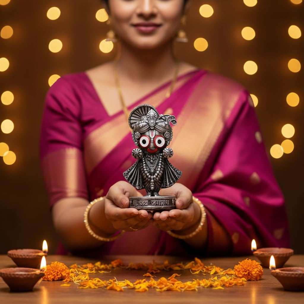 ARTFORT Lord Jagannath Idol 4 Inch Polyresin Figurine for Home Temple Decor - back view (39)