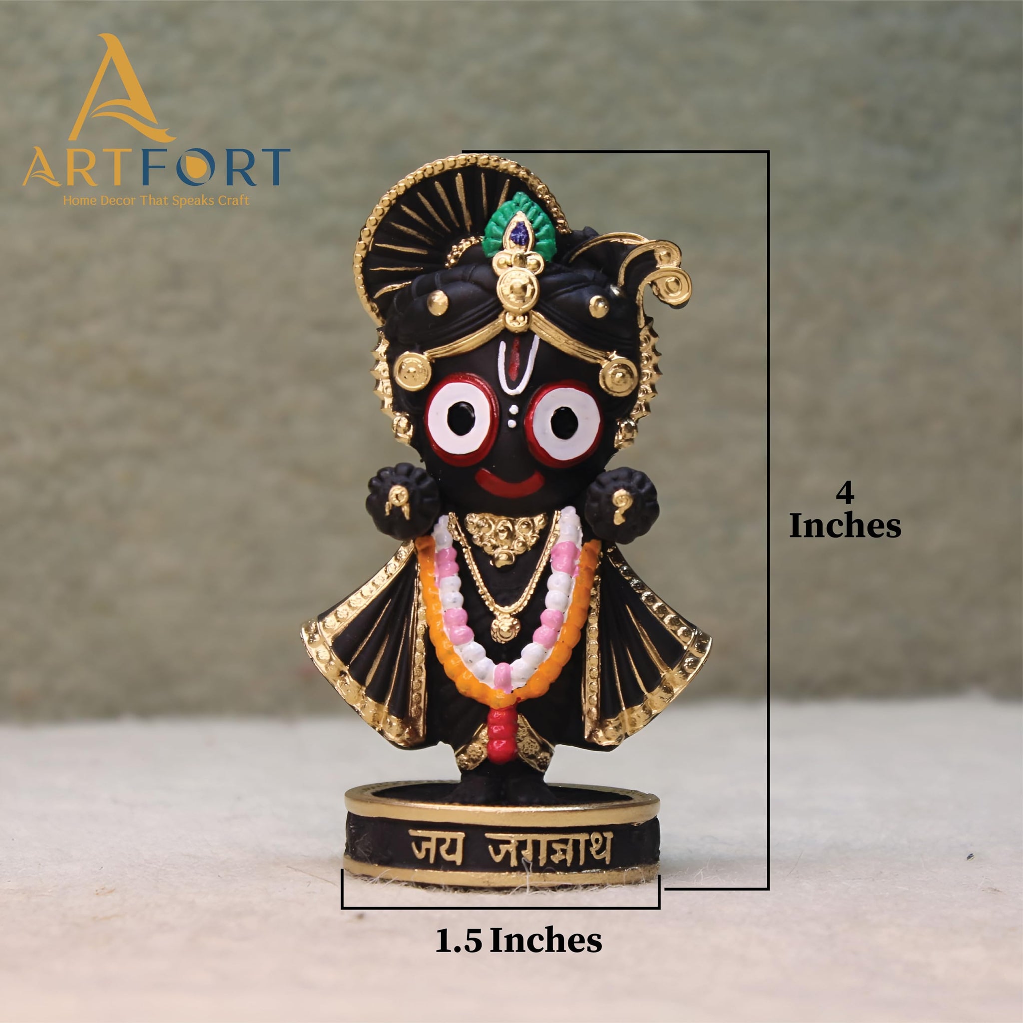 ARTFORT Lord Jagannath Idol 4 Inch Polyresin Figurine for Home Temple Decor - packaging