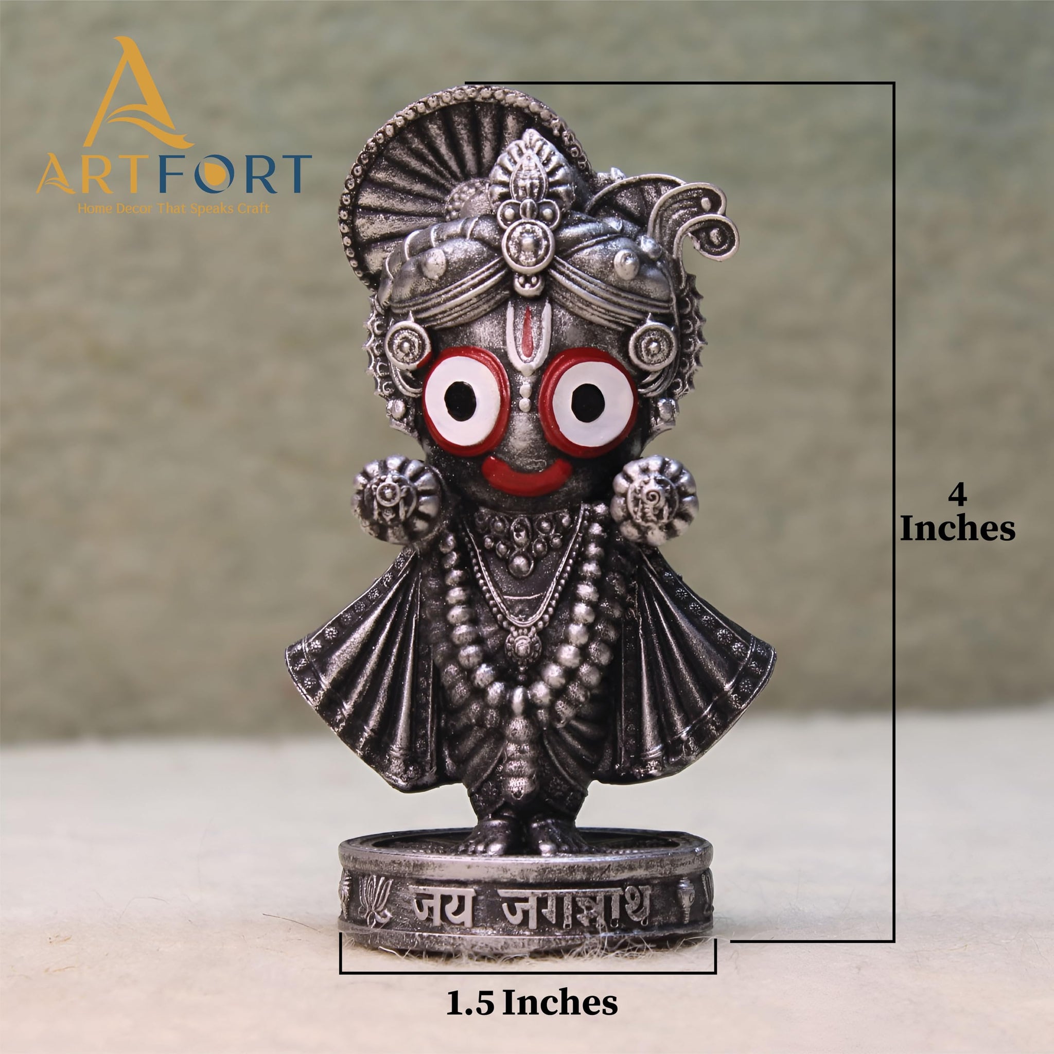 ARTFORT Lord Jagannath Idol 4 Inch Polyresin Figurine for Home Temple Decor - packaging (40)