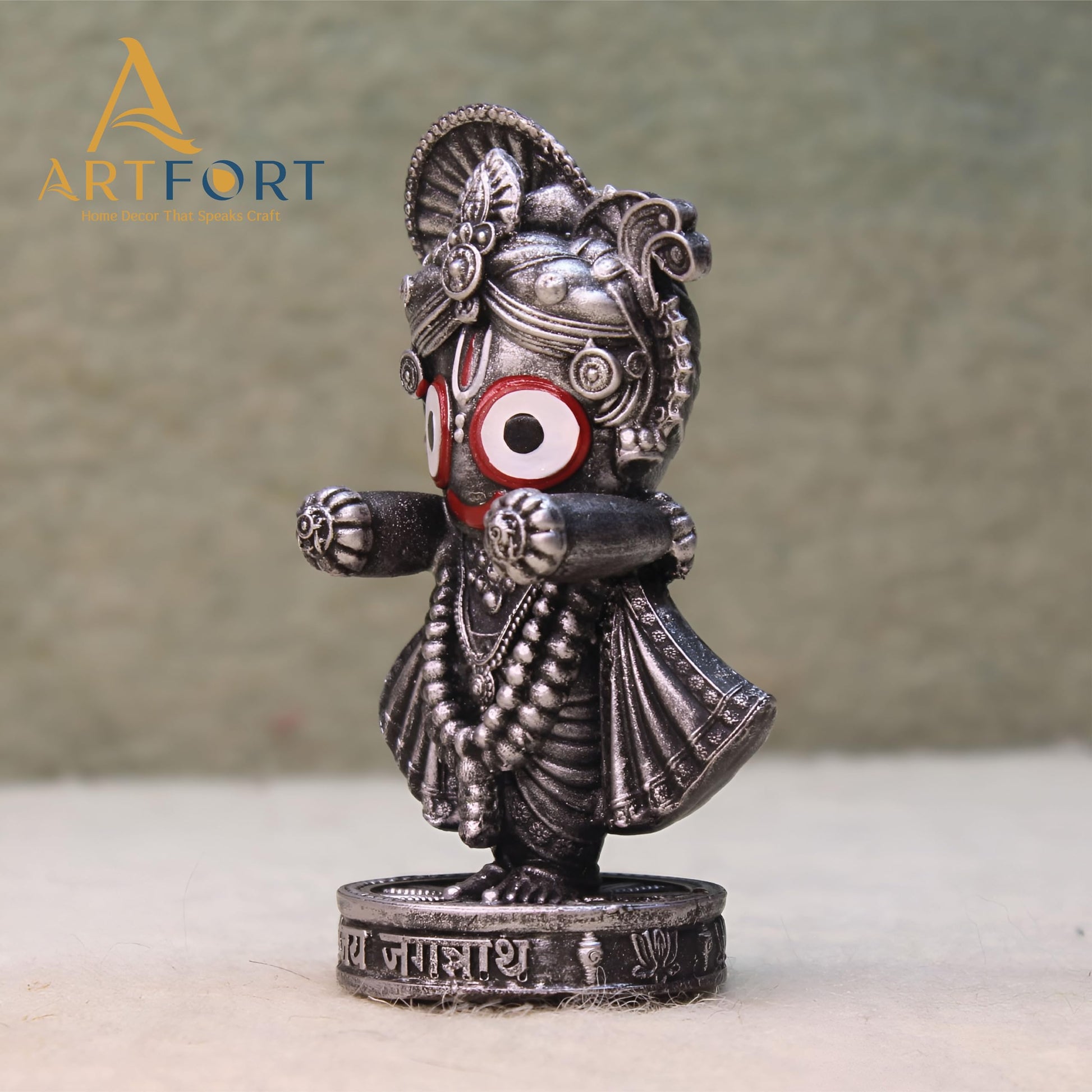 ARTFORT Lord Jagannath Idol 4 Inch Polyresin Figurine for Home Temple Decor - close-up detail (43)