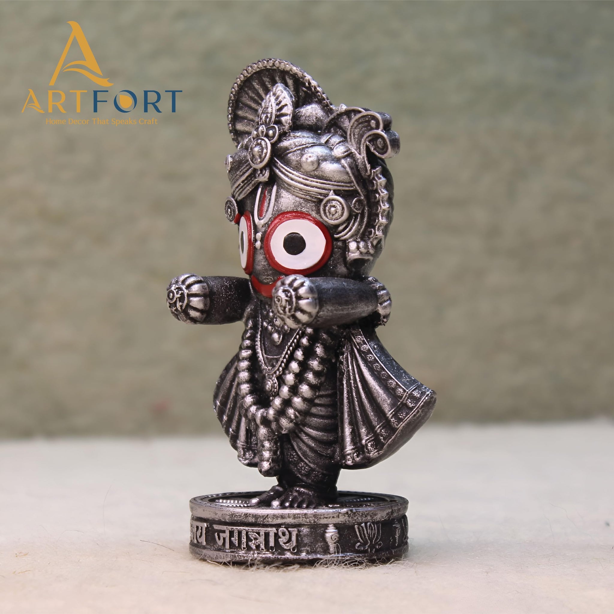 ARTFORT Lord Jagannath Idol 4 Inch Polyresin Figurine for Home Temple Decor - close-up detail (43)