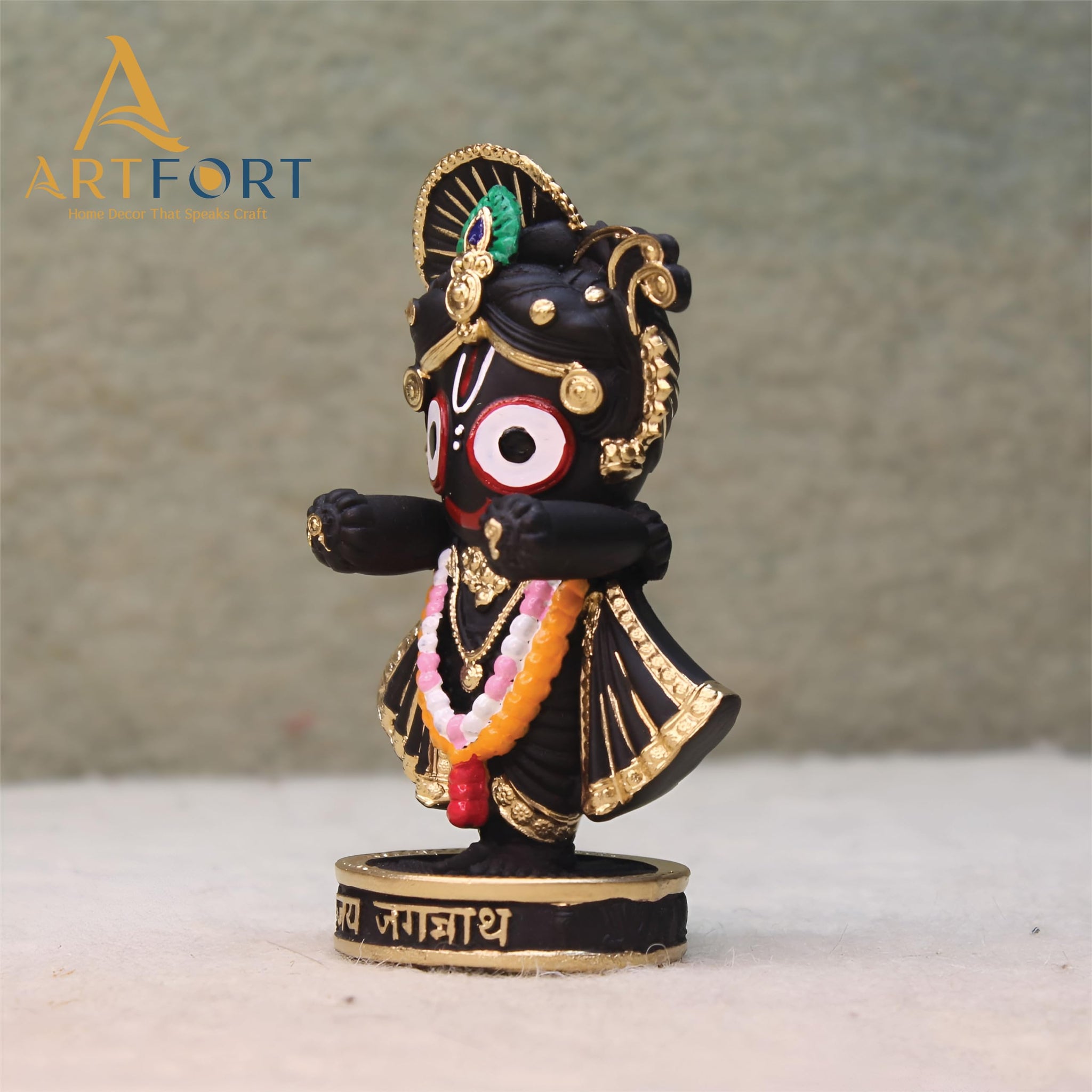 ARTFORT Lord Jagannath Idol 4 Inch Polyresin Figurine for Home Temple Decor - label detail