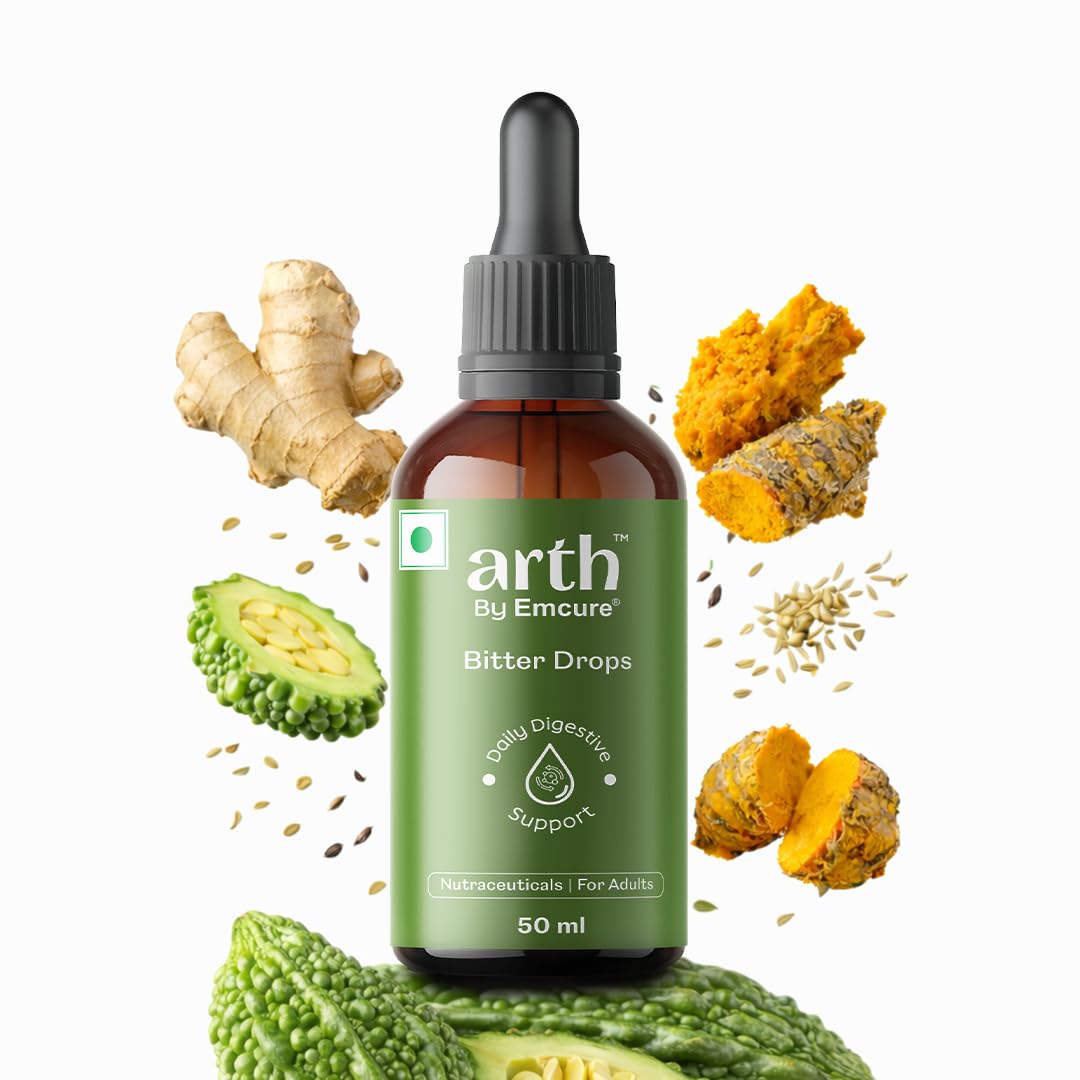 ARTH Herbal Bitter Drops, 50ml, 14 Traditional Bitters with Karela, Dry Ginger, Haldi, Liquid Dietary Supplement