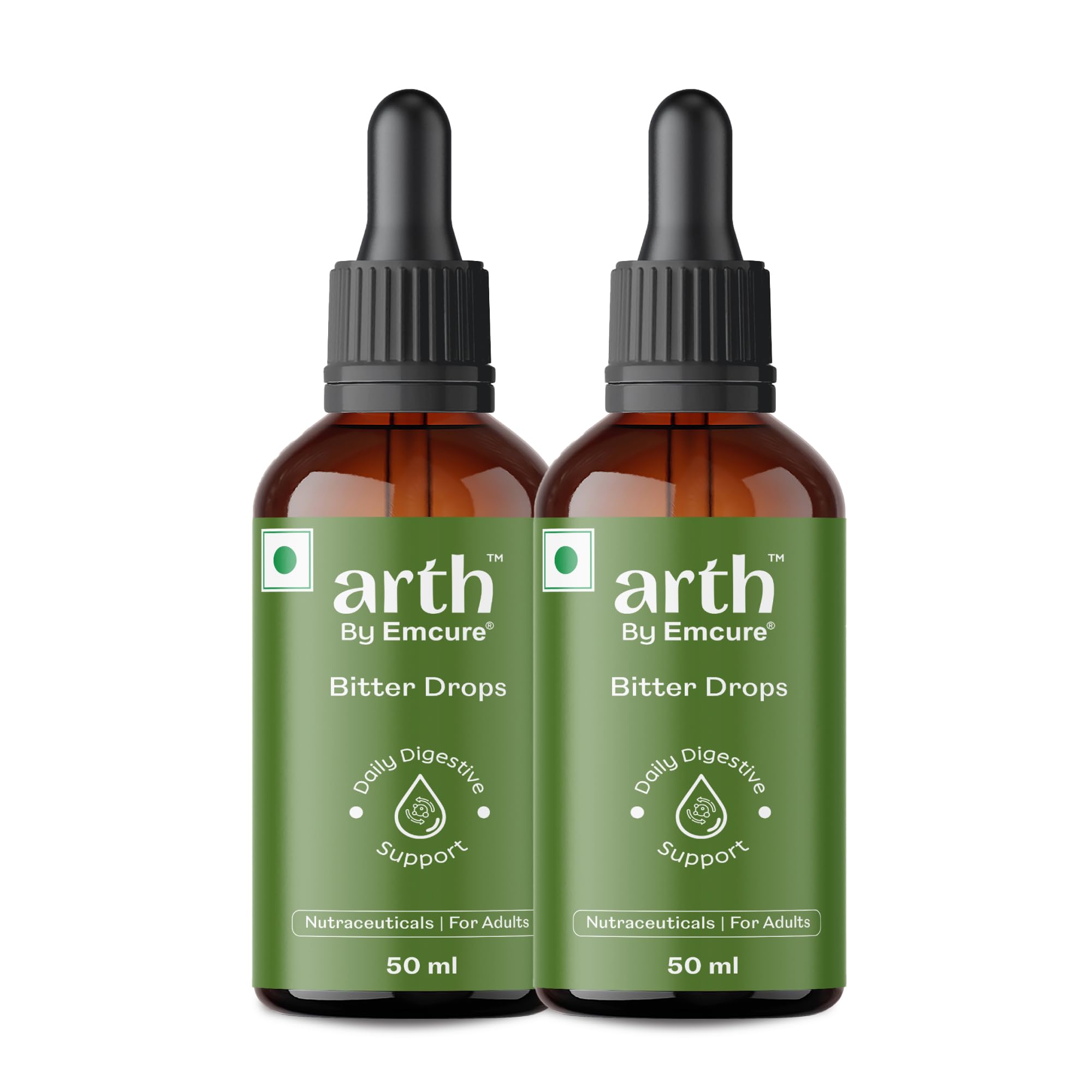 ARTH Herbal Bitter Drops, 50ml, 14 Traditional Bitters with Karela, Dry Ginger, Haldi, Liquid Dietary Supplement (10)