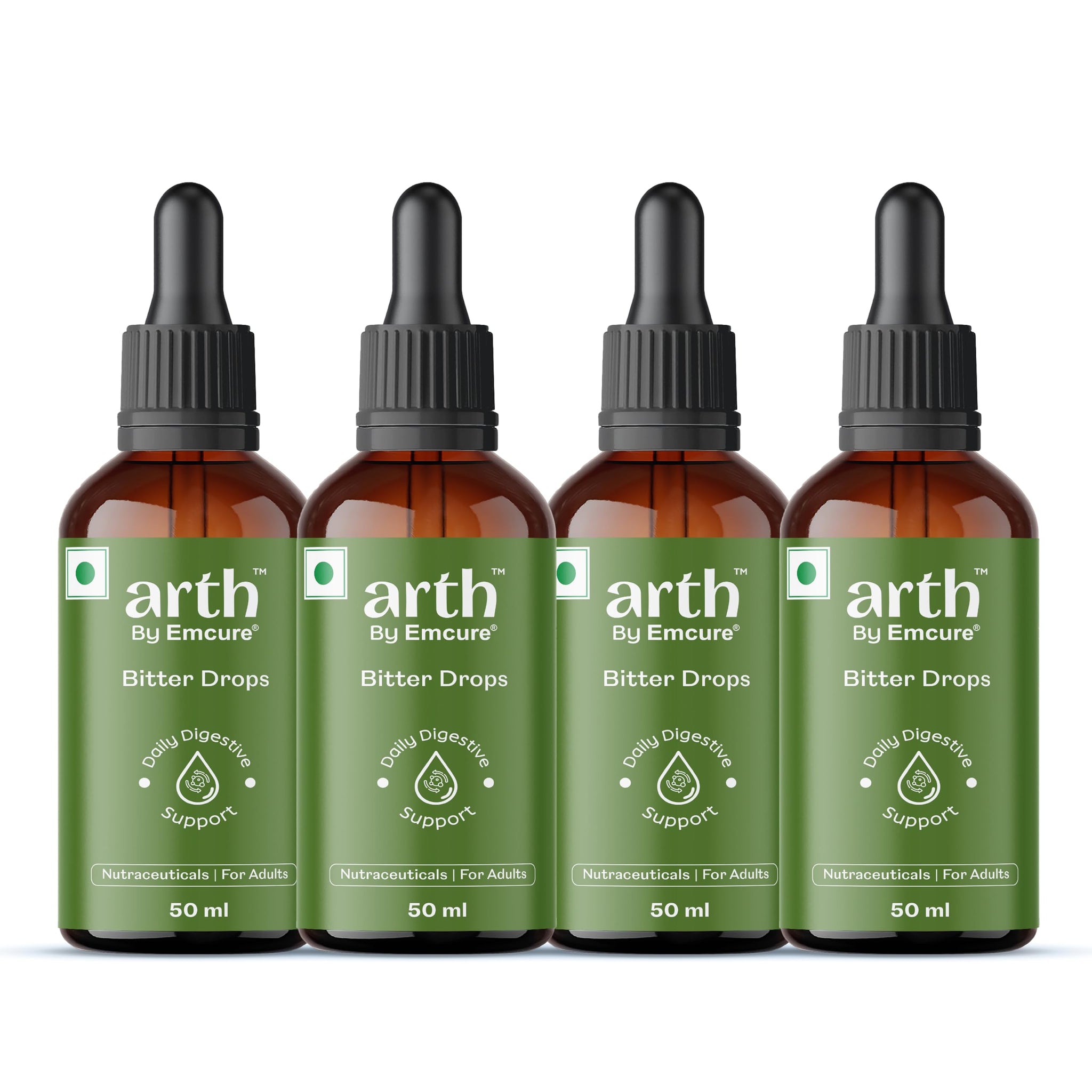 ARTH Herbal Bitter Drops, 50ml, 14 Traditional Bitters with Karela, Dry Ginger, Haldi, Liquid Dietary Supplement (12)