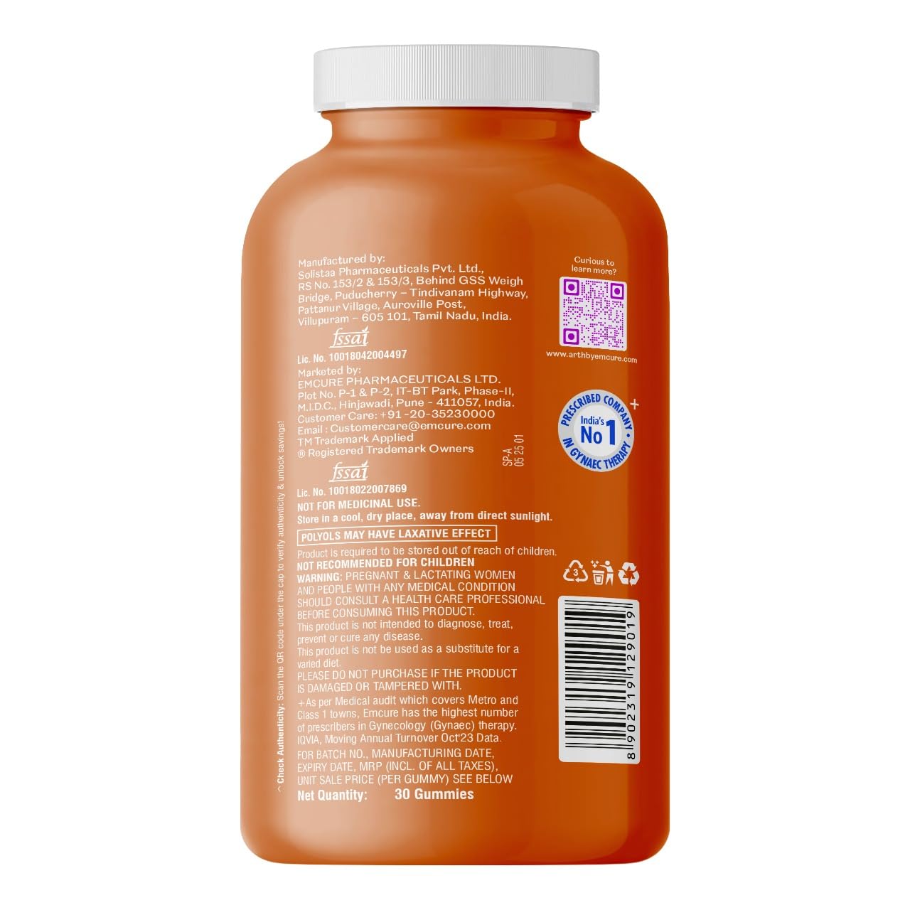 ARTH Kesar Saffron Extract Vegetarian Herbal Dietary Supplement, 30 Count (Pack of 1) - size and scale