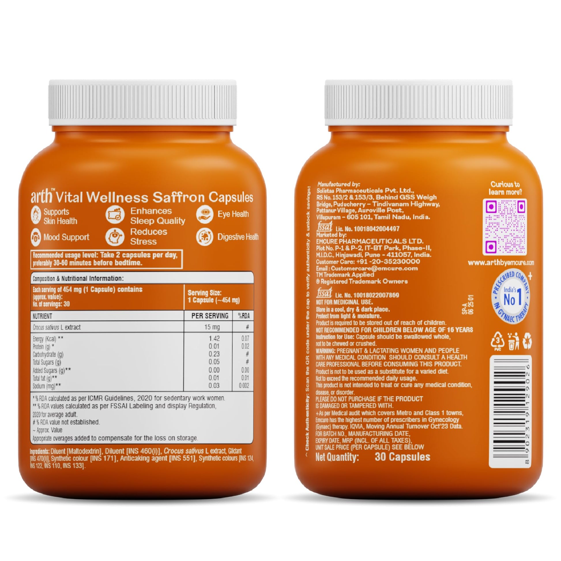 ARTH Kesar Saffron Extract Vegetarian Herbal Dietary Supplement, 30 Count (Pack of 1) - in use
