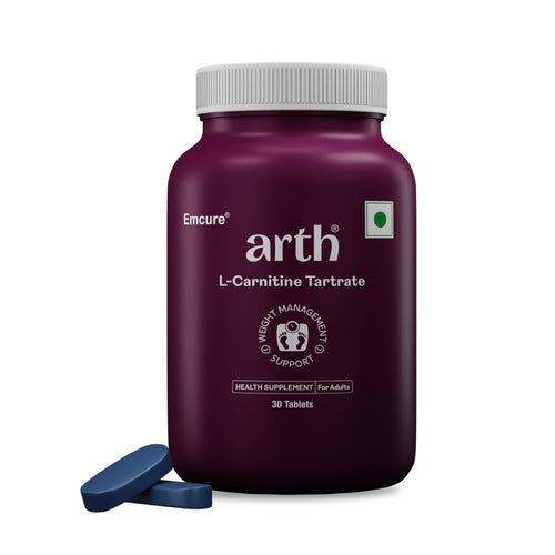 ARTH Weight Management Supplement with L-Carnitine Tartrate 1500 mg, 30 Veg Tablets