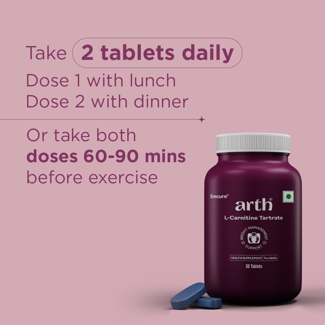 ARTH Weight Management Supplement with L-Carnitine Tartrate 1500 mg, 30 Veg Tablets - ingredients panel