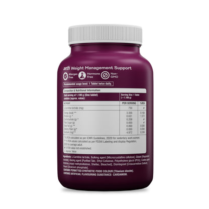 ARTH Weight Management Supplement with L-Carnitine Tartrate 1500 mg, 30 Veg Tablets - in use