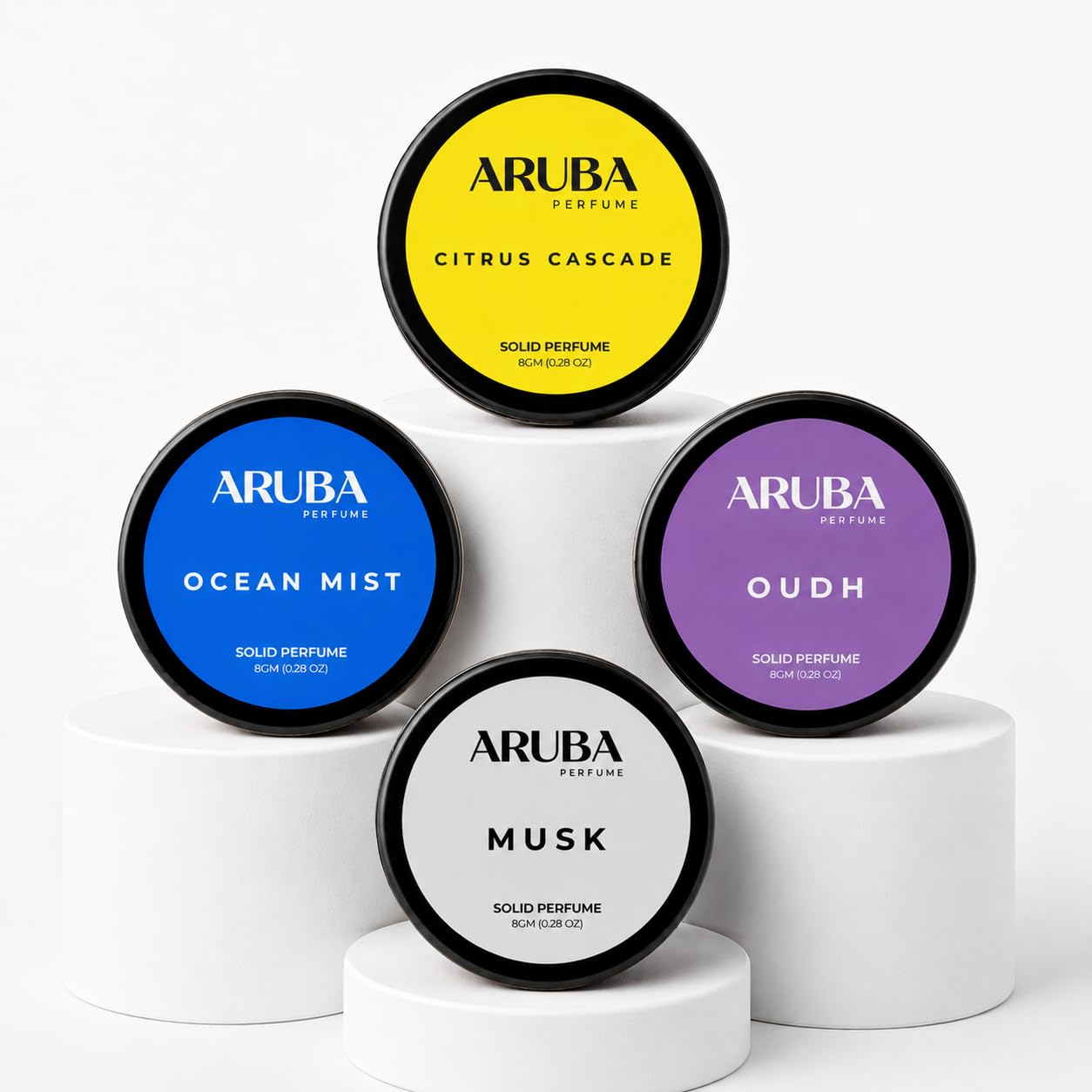 Aruba Perfume Alcohol-Free Solid Perfume Set, Unisex Cologne, 8g Travel Tin (48)