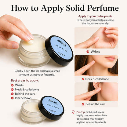 Aruba Perfume Alcohol-Free Solid Perfume Set, Unisex Cologne, 8g Travel Tin - ingredients panel