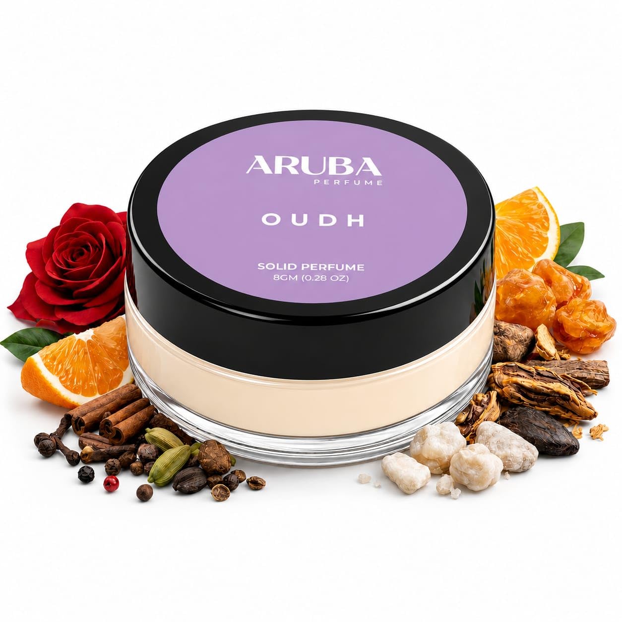 Aruba Perfume Solid Perfume Gift Set, 4 Scents (Musk, Oudh, Aqua Blue, Ocean Mist), 8g Each, Alcohol-Free Unisex Wax Perfume,