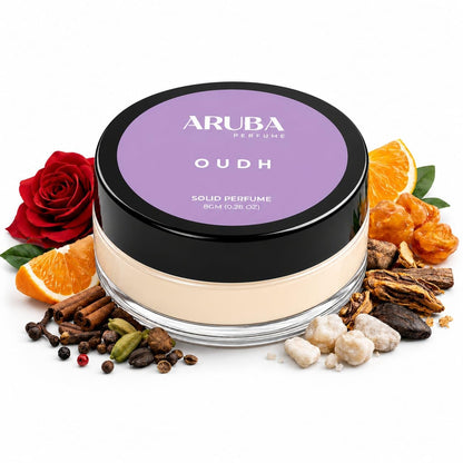 Aruba Perfume Solid Perfume Gift Set, 4 Scents (Musk, Oudh, Aqua Blue, Ocean Mist), 8g Each, Alcohol-Free Unisex Wax Perfume,