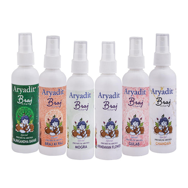 ARYADIT Traditional Indian Attar Set, 6 x 100ml Bottles, Unisex Personal Fragrance