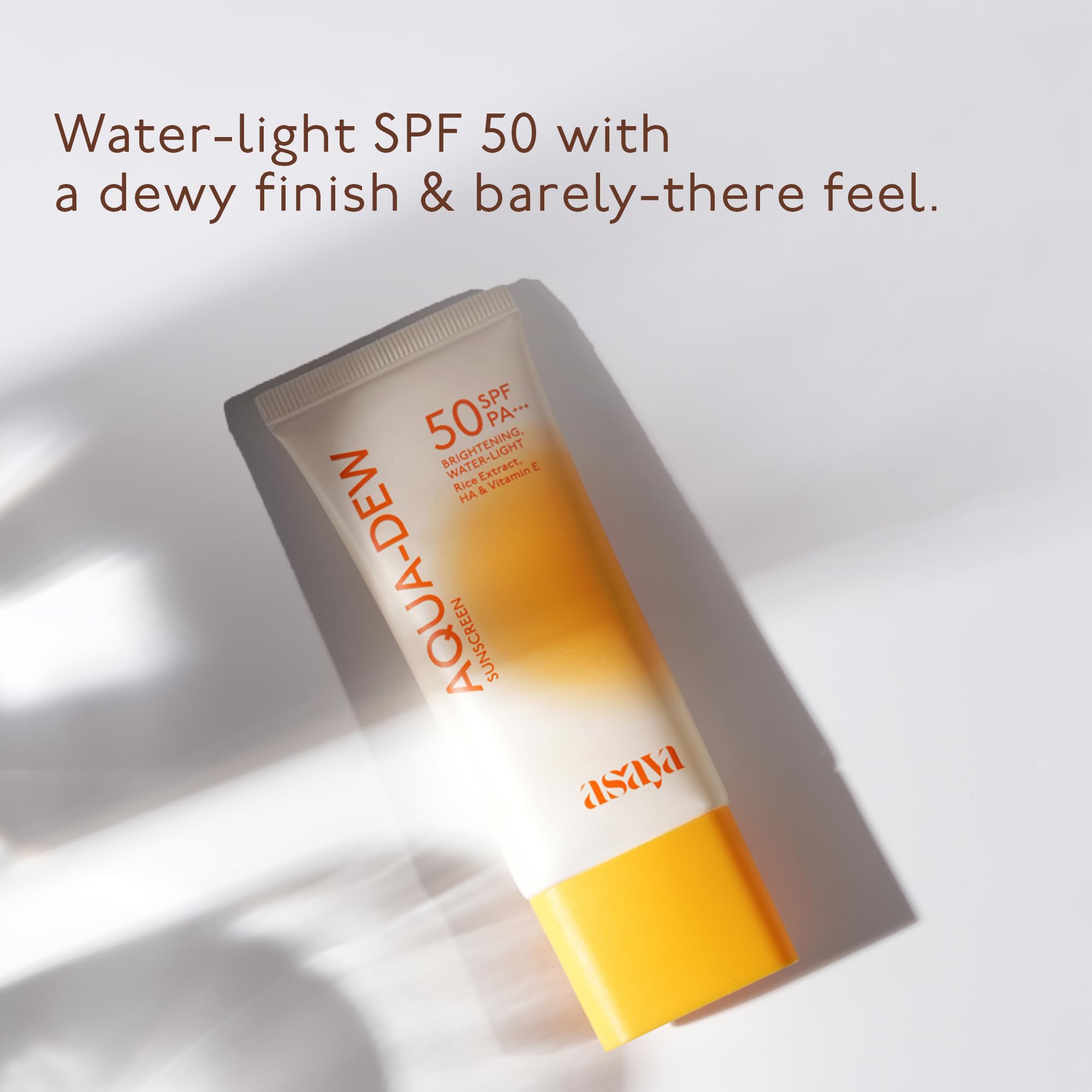 ASAYA Aqua Dew Sunscreen SPF 50 PA+++, 50ml, Water-Light, Fragrance-Free, In-VIVO Tested - front view